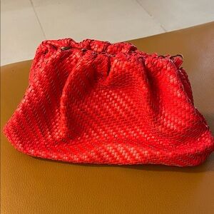 Red Woven Clutch Bag